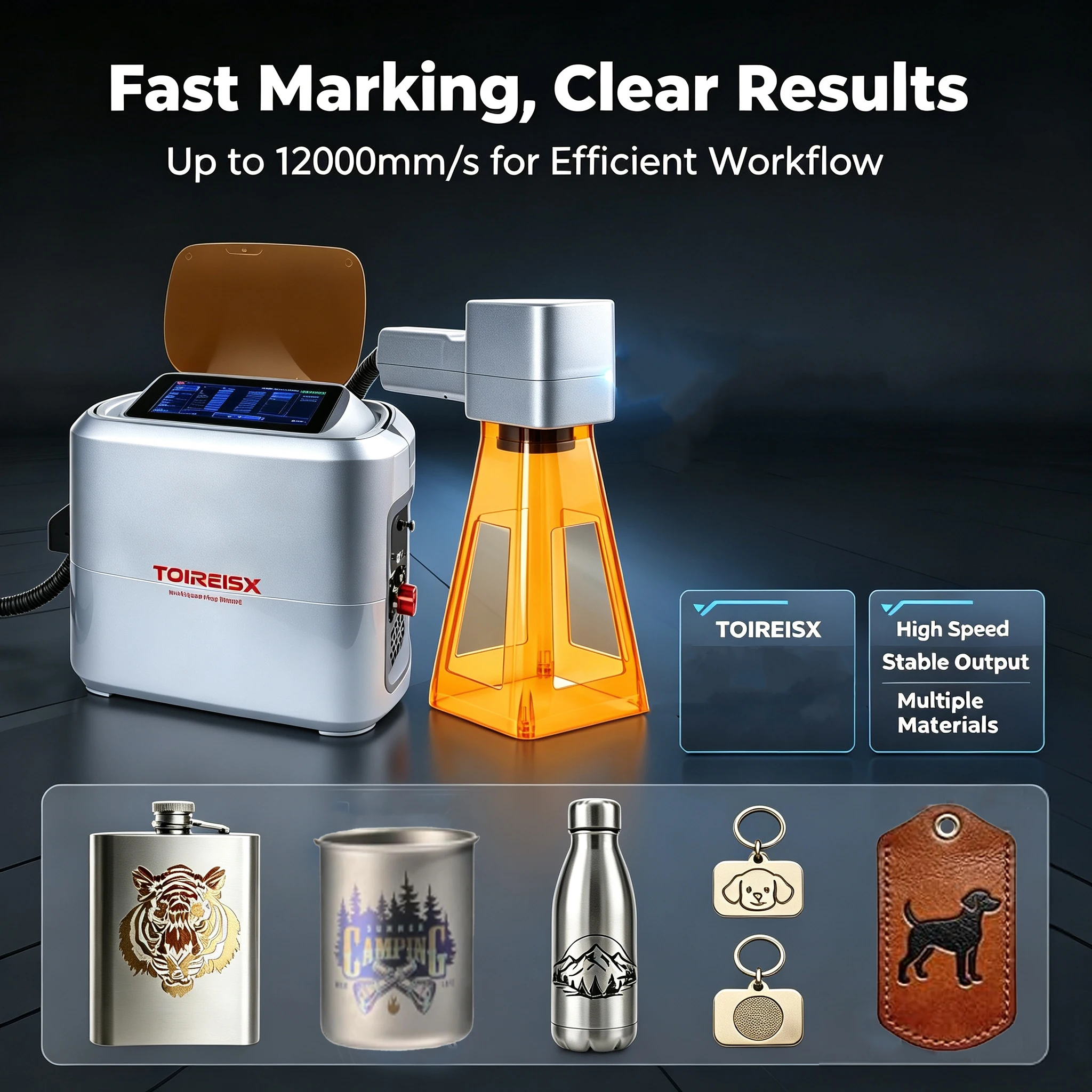 H1 10W  Fiber Laser Engraver Portable Smart Laser Engraver with 7