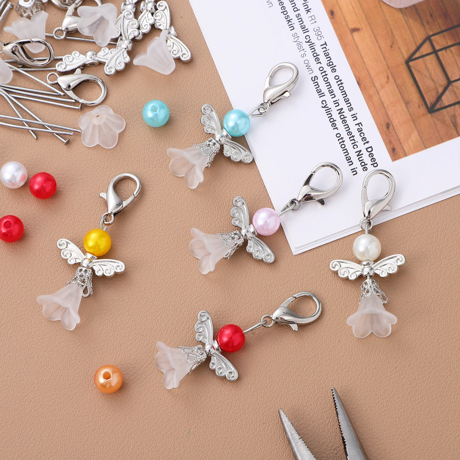 Craft Beads Angel Charms Angel Charms Pearl Bracelet Jewelry Making Kit Random Colors Ideal Present Accessories