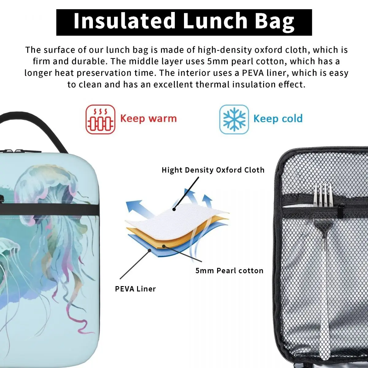 Mystical Scuba Diver Méduse Encounter Sac à lunch isolé, sacs de récipient alimentaire, refroidisseur portable, boîtes à lunch thermiques pour l'école