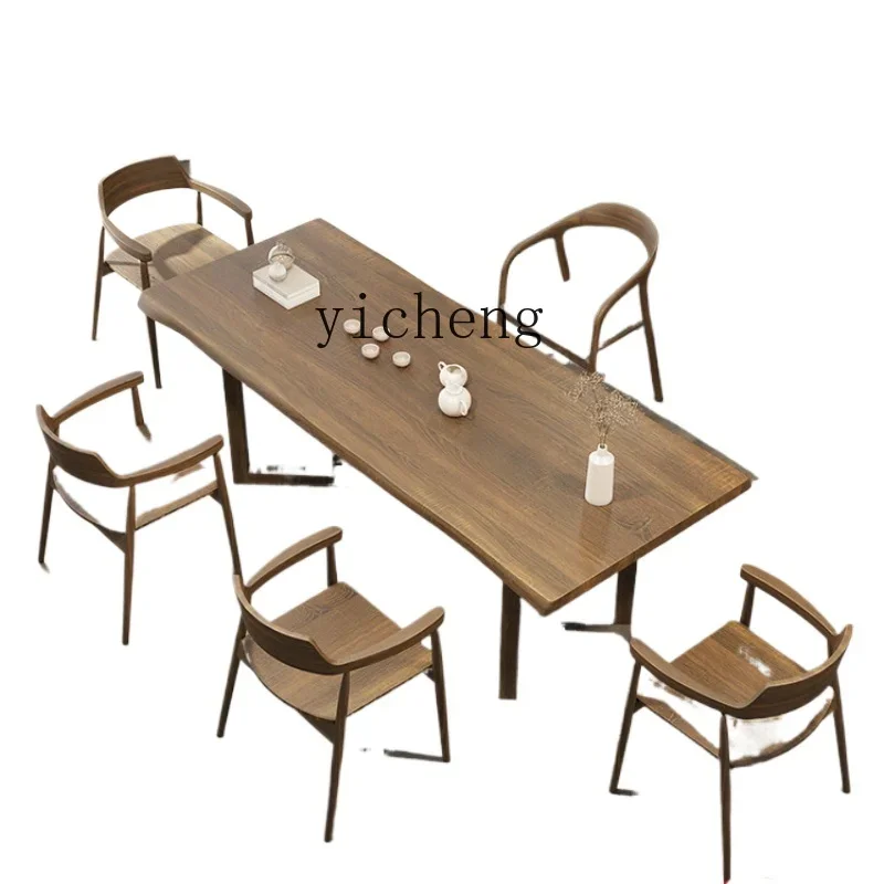 

XL solid wood log tea table tea table and chair combination tea room kung fu big board office