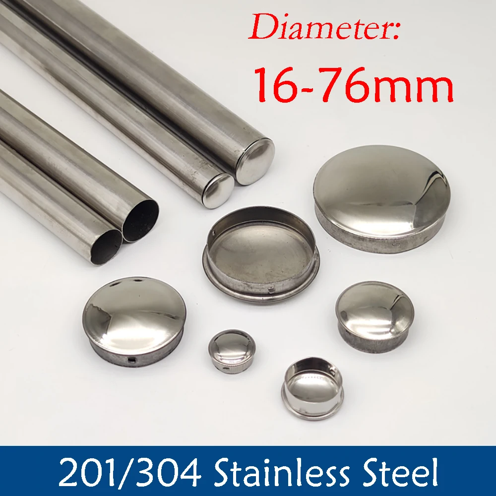 201/304 Stainless Steel Pipe Cap Hole Plug Seal Cover Round Tube Plug Decorative Cap For Pipe Hole Sealing&Multiple Sizes