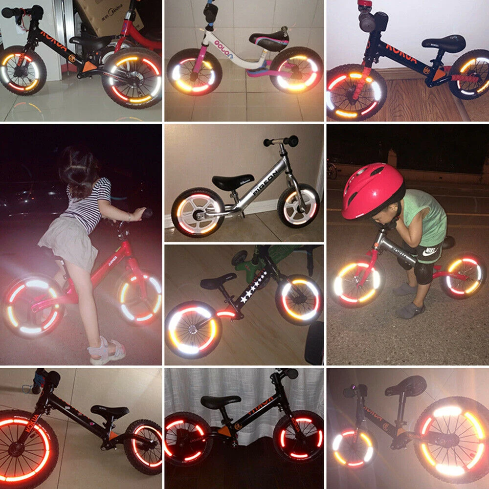 Two Styles Bike Reflective Stickers Wheel Decals Reflective Safety Strips Wheel Stickers For Children Balance