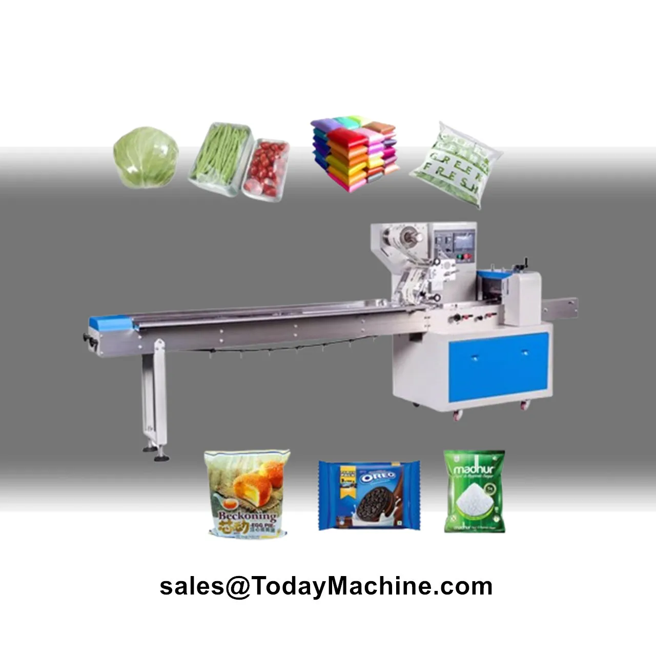 Automatic Horizontal Flow Wrapping Machine for Food Items with Plastic Bags