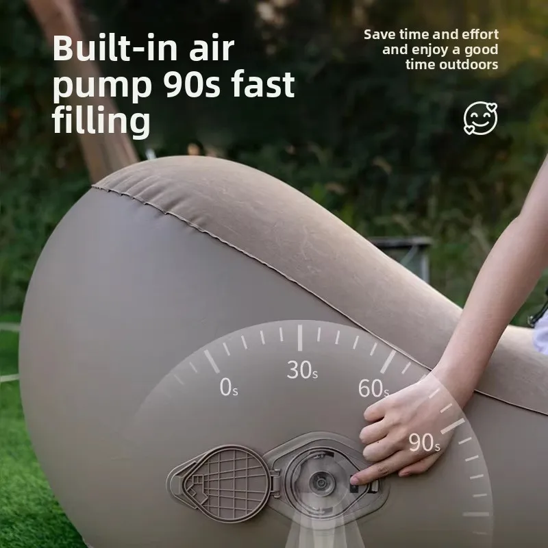 Self-Inflating Lounger & Camping Mattress, Portable Outdoor Air Bed with Built-In Pump, Single Person Recliner for Travel
