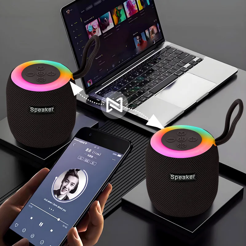

Outdoor Portable Wireless Bluetooth Speaker Subwoofer Car Home with Colorful Lights Mini Speakers Desktop Decoration Small Gifts