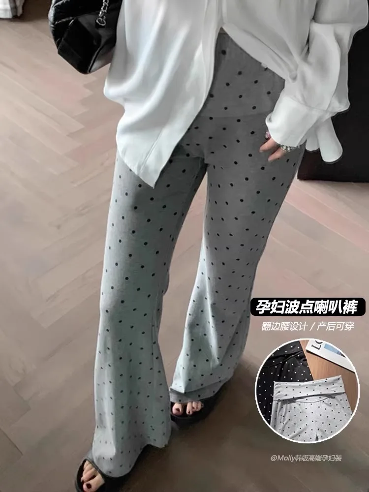 Frühling Sommer Mode Punkte Schwangere Frauen Hosen mit Verstellbarer Taille Damen Dünne Hosen Casual Outdoor Mutterschaft Kleidung