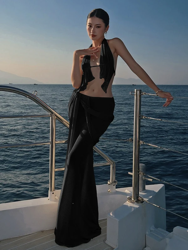 Weird Puss Faion Cruise Par, chaleco colgante con estampado de lunares, falda ajustada para mujer, conjunto Sexy, trajes de verano para mujer