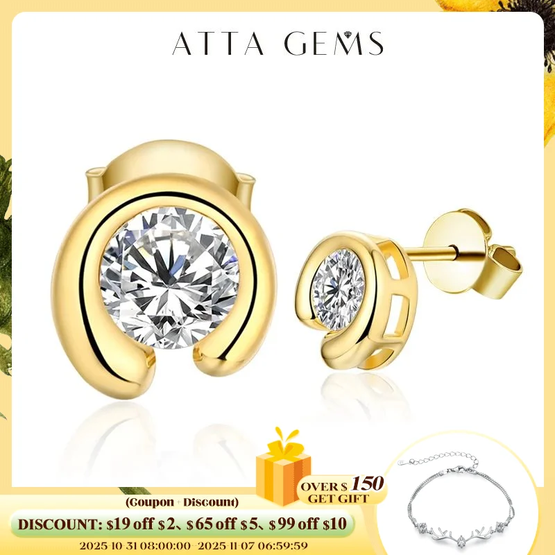

Attagems 925 Sterling Silver Stud Earrings Women 0.5ct Moissanite Diamond Round Cut Fire Gemstone Wedding Fine Jewelry