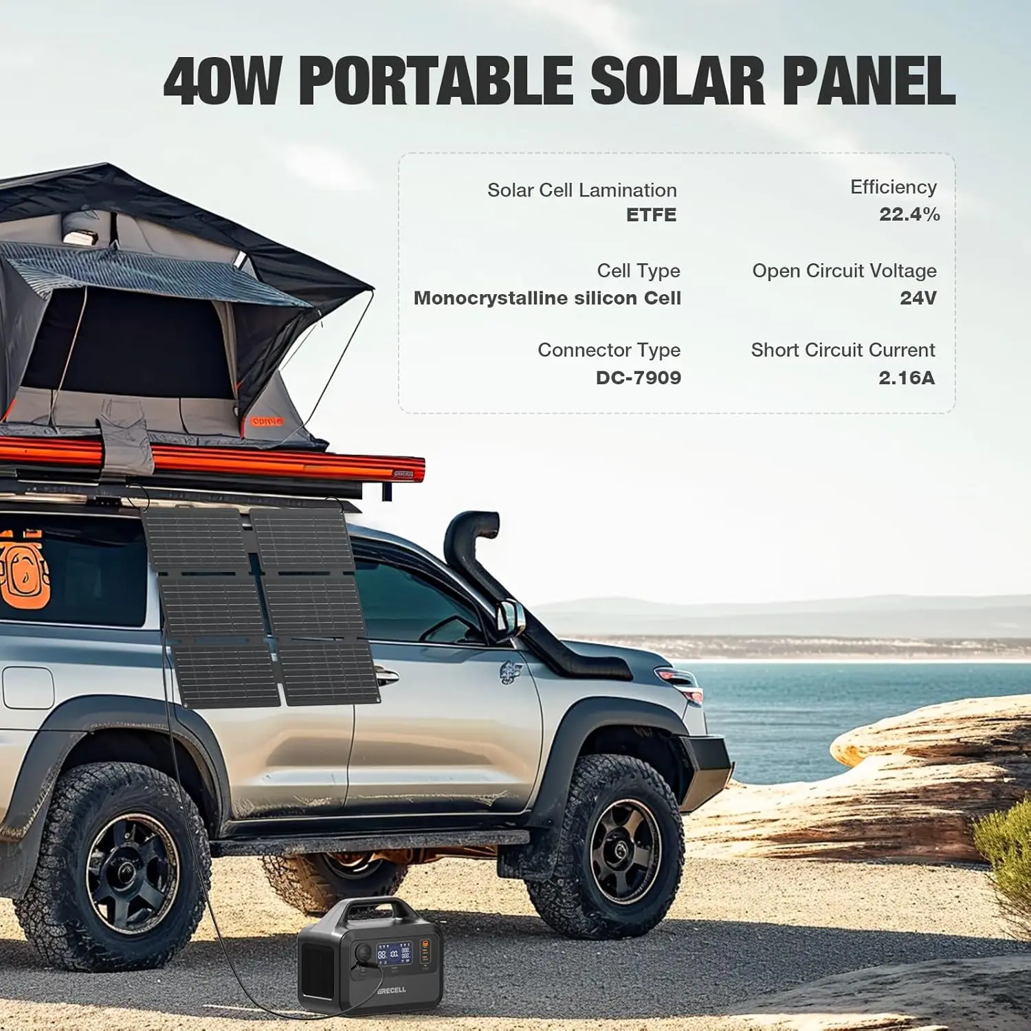 40W Solar Generator, 230Wh Portable Power Station, Fast Charging, LiFePO4 Battery, AC Outlets, Outdoor Camping, Backup