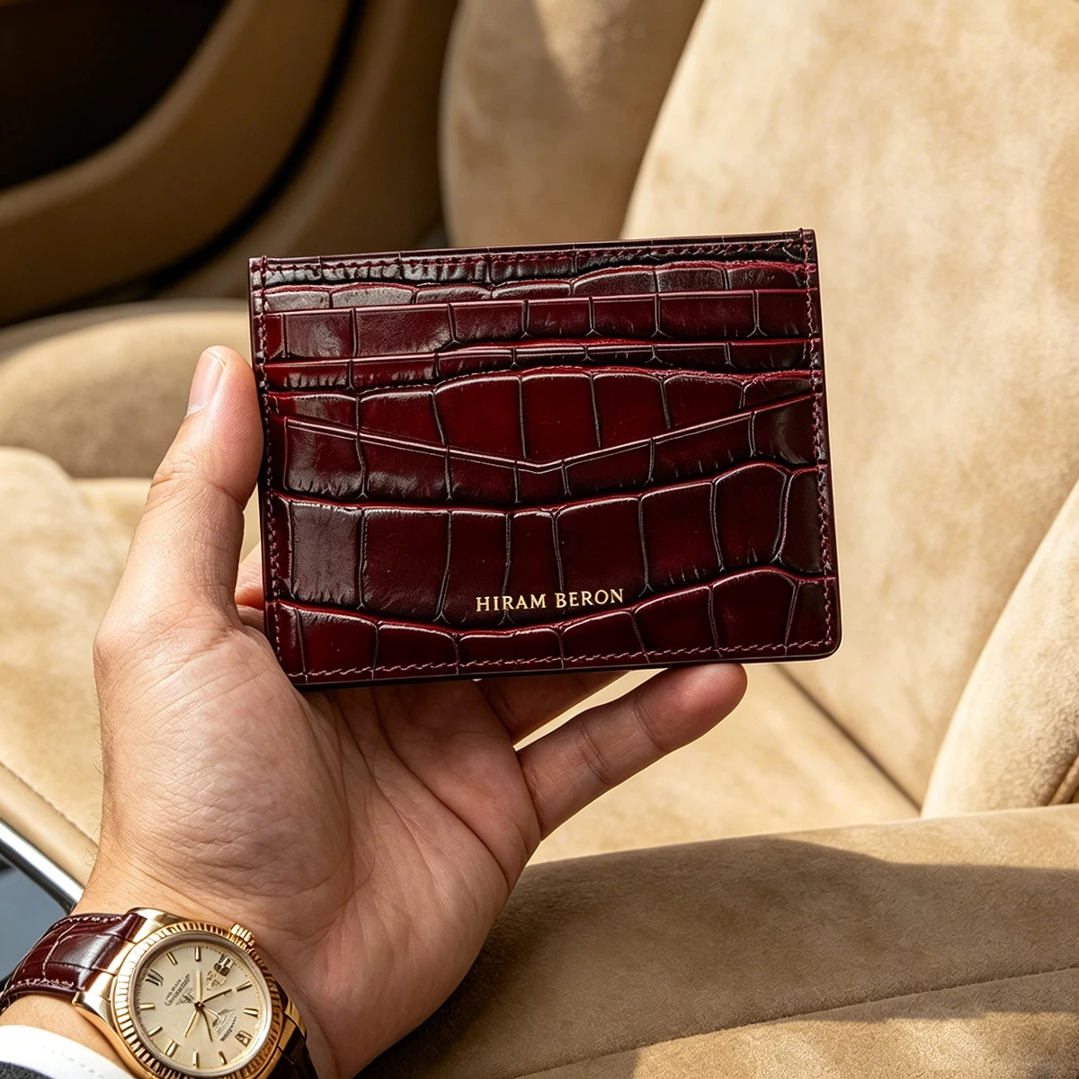 

Custom Name Monogram Luxury Genuine Leather Men Slim Card Holder Wallet Crocodile Pattern Gift for Friend Dropship