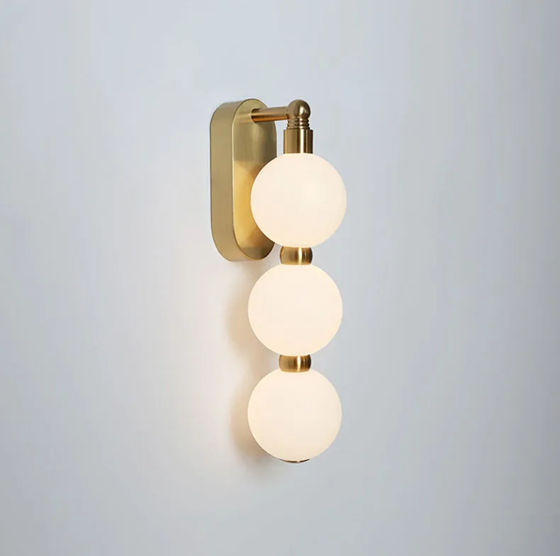White Acrylic Ball Wall Lights Changeable Dimming Gold Metal