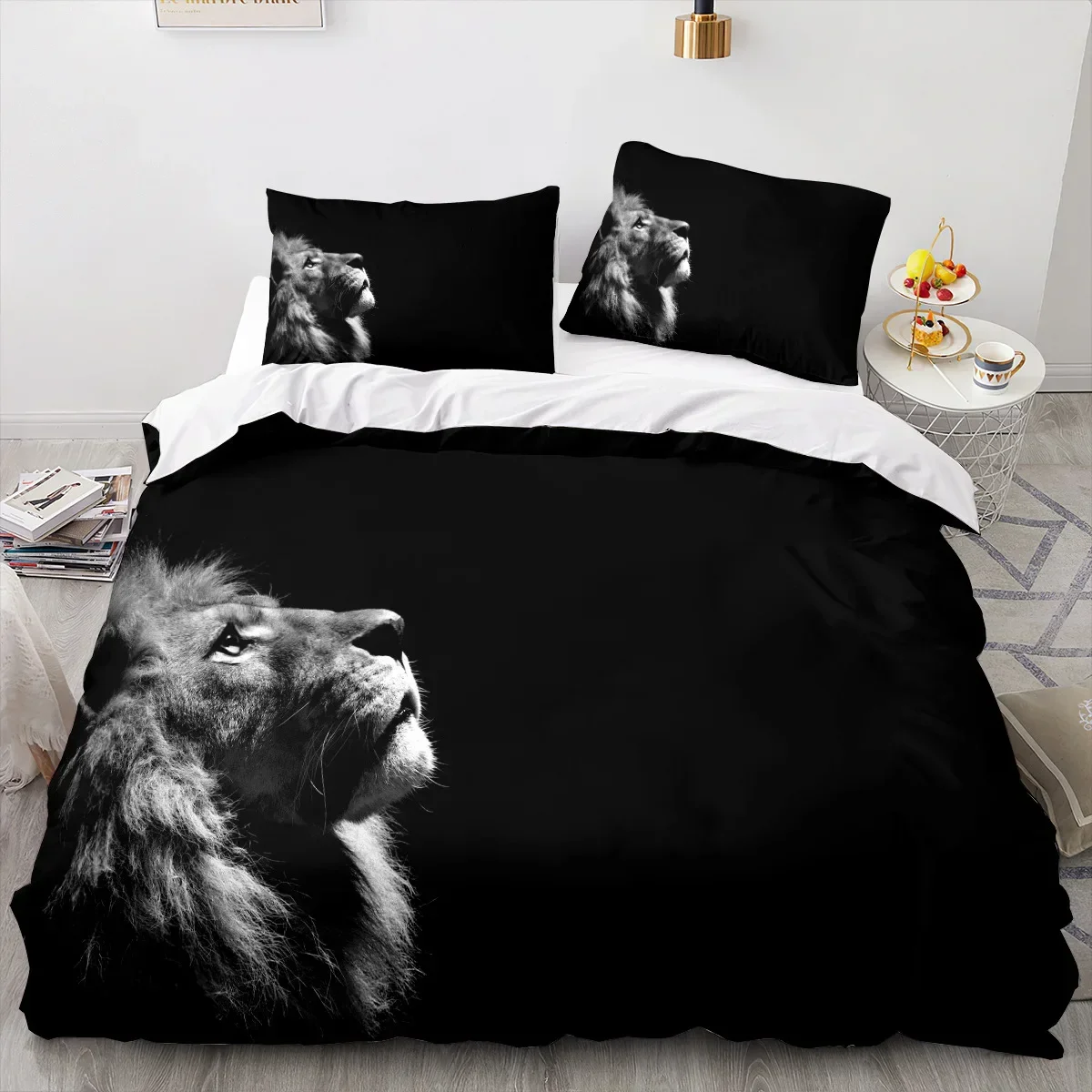 

3PCS Lion Bedding Set Cool Animal Bed Linen Home Decor Single Double Twin Size For Boys Girls Kids Adults Lion Duvet Cover Set