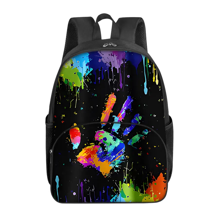 حقائب ظهر ملونة بنمط راحة اليد بجيب أمامي مستدير للأولاد والبنات أفضل الهدايا حقيبة مدرسية كرتونية ثلاثية الأبعاد للأطفال #1