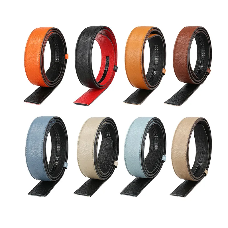 3.5cm Luxury Belt Ultra-Thin Ratchet Belt Headless Men First Layer Cowhide Automatic Buckle Replacement Buckleless Belts