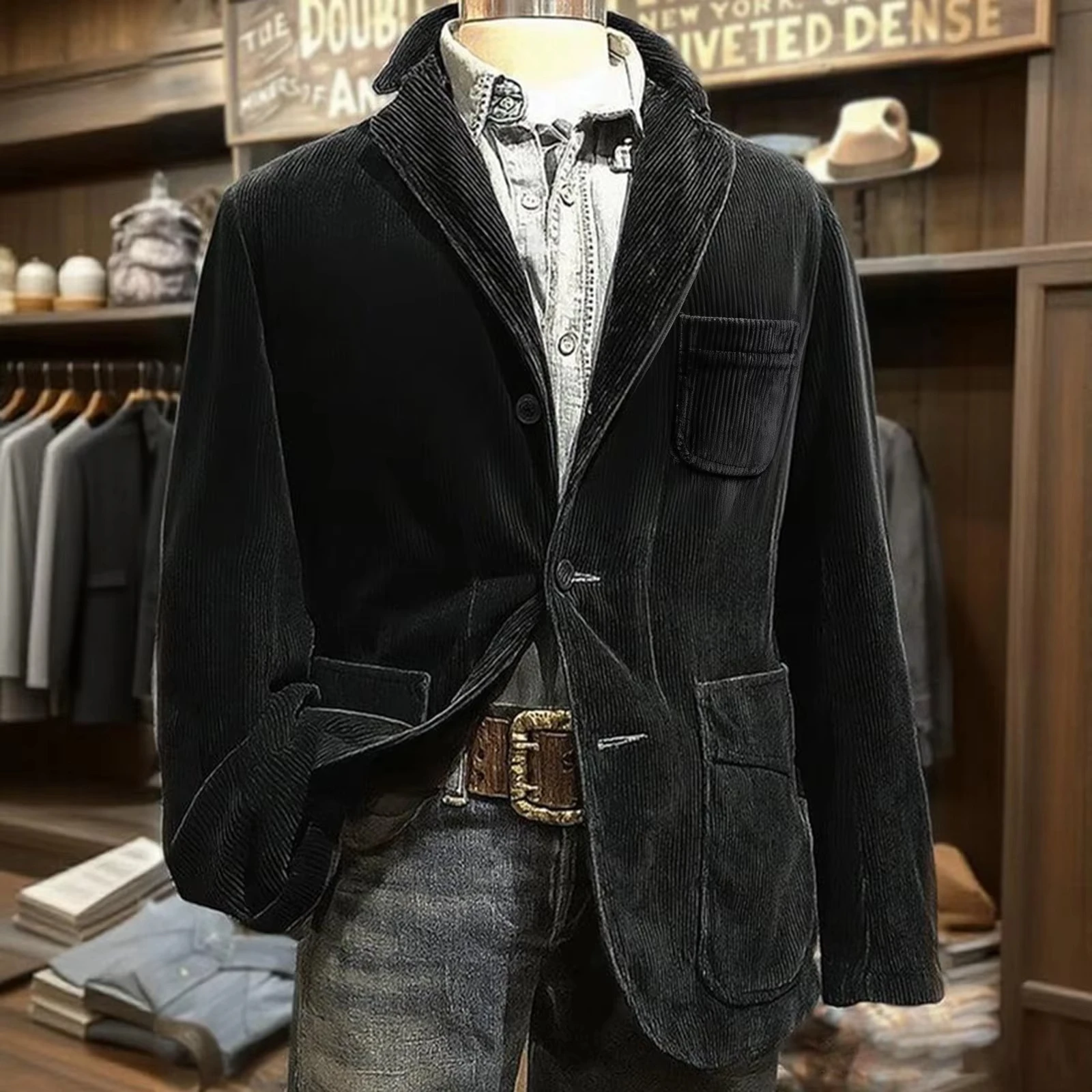 سترة بدلة سروال قصير بلون سادة للرجال سترة دافئة كاجوال للعمل لربيع الخريف معطف سروال قصير للرجال #4