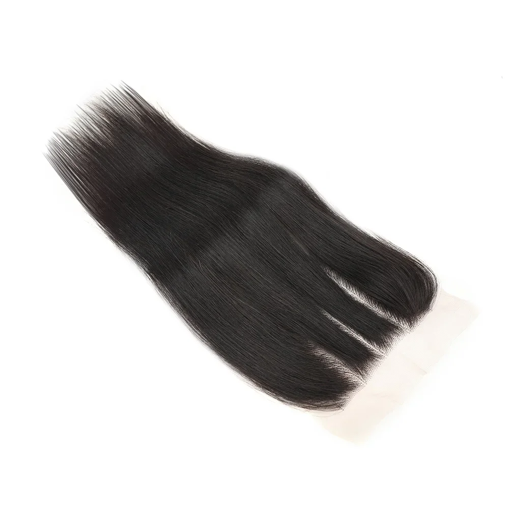 5x5 Lace Frontal Bone Straight Echthaarverschlüsse, nur vorgezupft mit Babyhaar, natürliches Rohhaar, handgebundener Spitzenverschluss