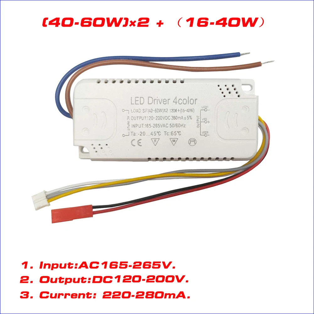 Imagem -03 - Teto Fonte de Alimentação Led Driver Cor Dupla Transformadores de Iluminação 220ma 2040w 4060w Smd Pcb ac 165265v