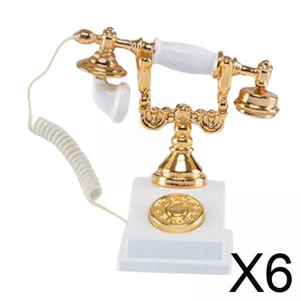 

Dollhouse Miniature Furniture 1/12 Scale Alloy Telephone Simulation Decoration House Accessories for DIY Play Set