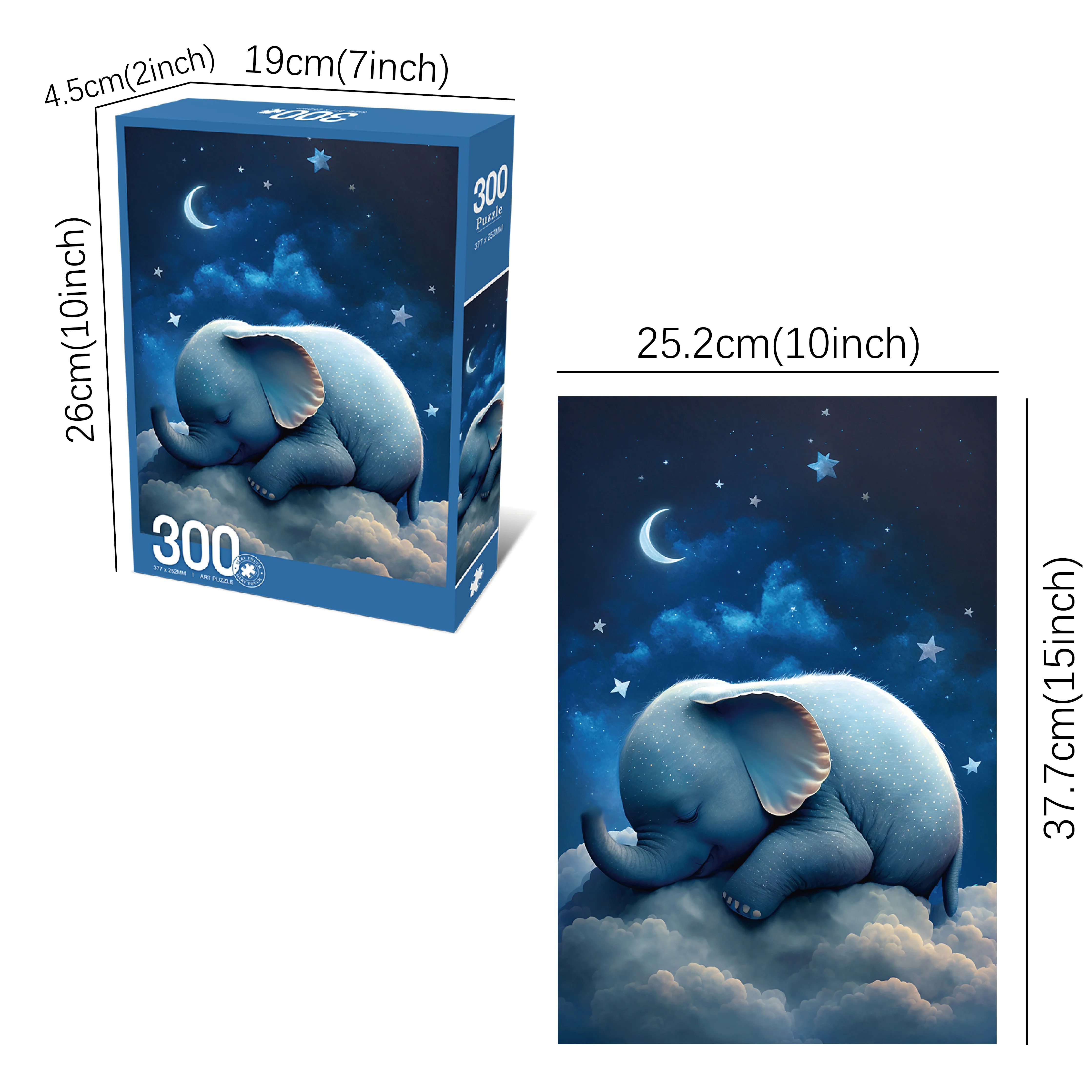 Jigsaw Puzzles for Adults/Kids 300 Pieces Baby Elephant Sleeping Puzzles Families Games Toy for Home Art Decor Puzzles 15