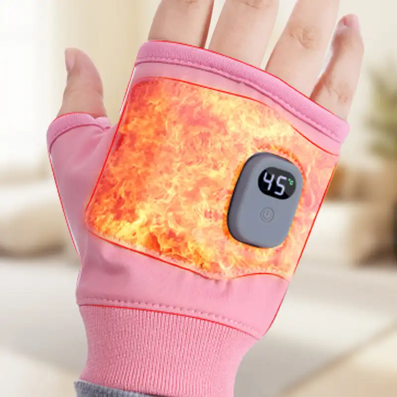 Heated Gloves USB Rechargeable Heating Mittens Winter Half Hand Warmers Electric Thermal Gloves For Cold Weather