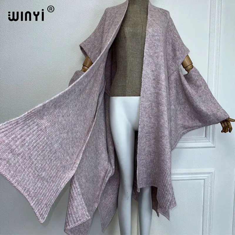 WINYI new Women Knitting elegant coat Catwalk Capes Autumn 2023 Female Fashion kimono Cloak winter clothes women cover-ups dress