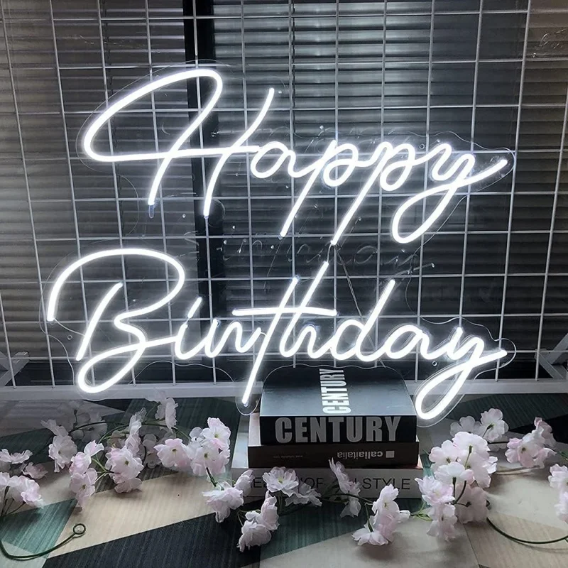 Happy Birthday Neon Sign Led Neon Lights Birthday Party Decoration Wall Art Room Bar Club Night Light Personalized HBD Gifts