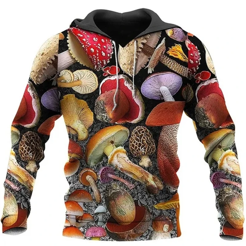 New Spring And Autumn 3D Mushroom Pattern Camouflage Hoodie Fun Men\'s Women\'s Essential Sweatshirt Harajuku Sweater