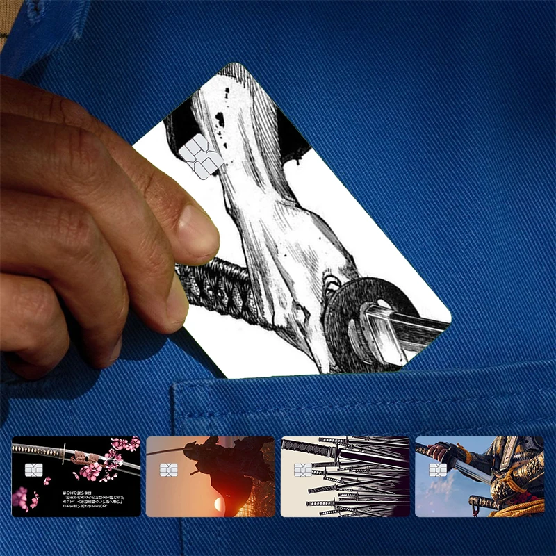 Samurai warriors Katana Cover Skin Sticker For Credit Card Bank Debit Bus Card Front Side