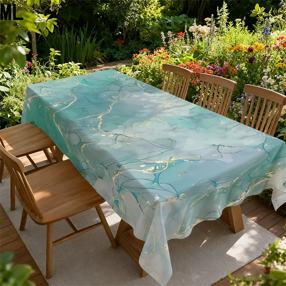 【2D】Tablecovers 1pc Polyester turquoise blue-green color flow texture cracked glassxzj