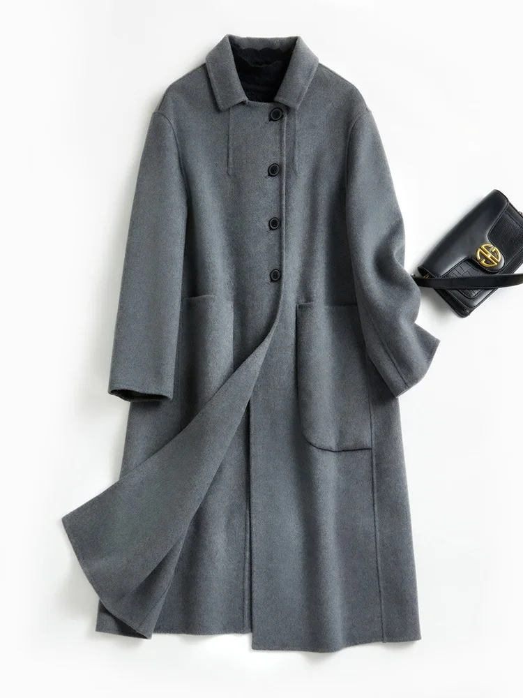 Miss Zhao[Trojan horse]Double sided cashmere coat for women, medium to long, 2024 high-end woolen coat, woolen coat