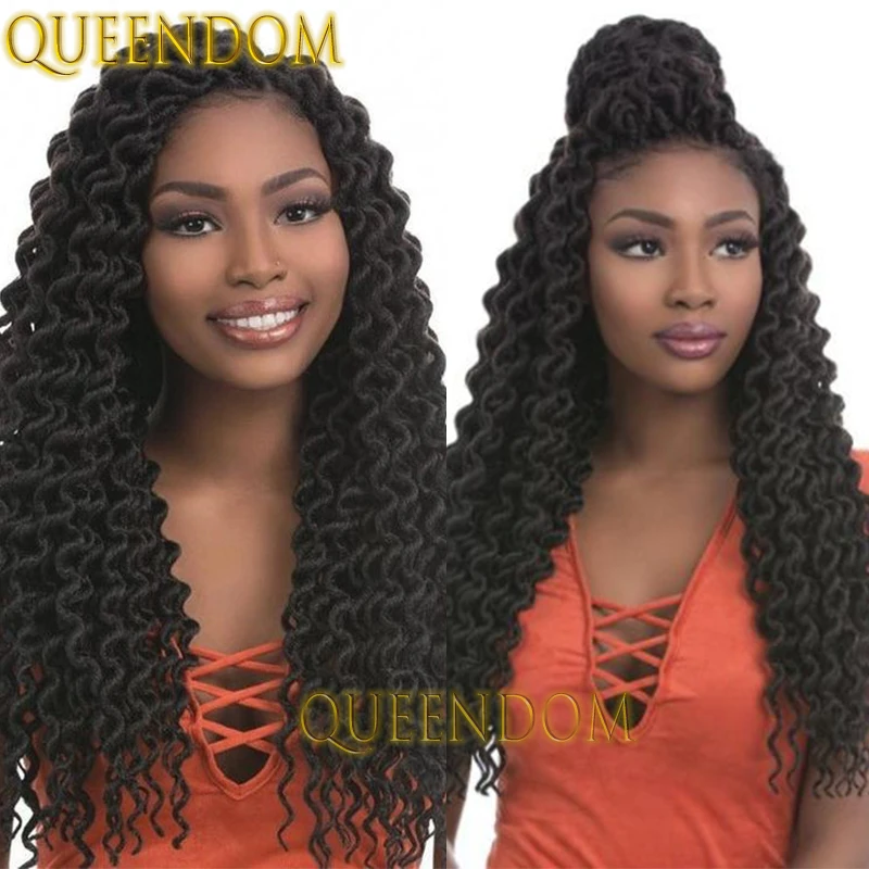 Synthetic 22 Inch Braid Black Women Wig Full Lace Passion Twist Box Braids Heat Resistant Wig Pre-Looped Loose Wavy Braided Wig