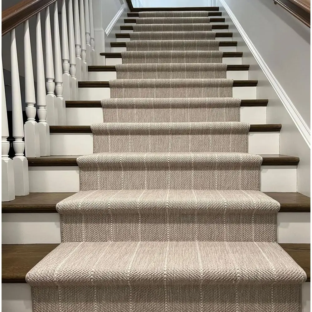 

Beige Wool Stair Runner, 31 x 12', Multi-Size Options, Durable & Non-Slip Indoor Hallway Rug