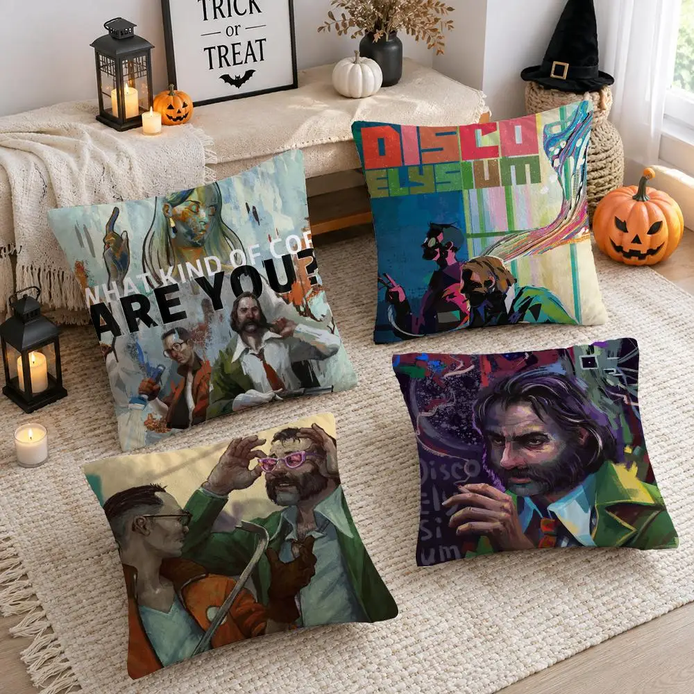 D-Disco Elysium Hot Video Game Cushion Cover Plush Decorative Pillow Case With Hidden Zipper Cutecore Room Decor For Home
