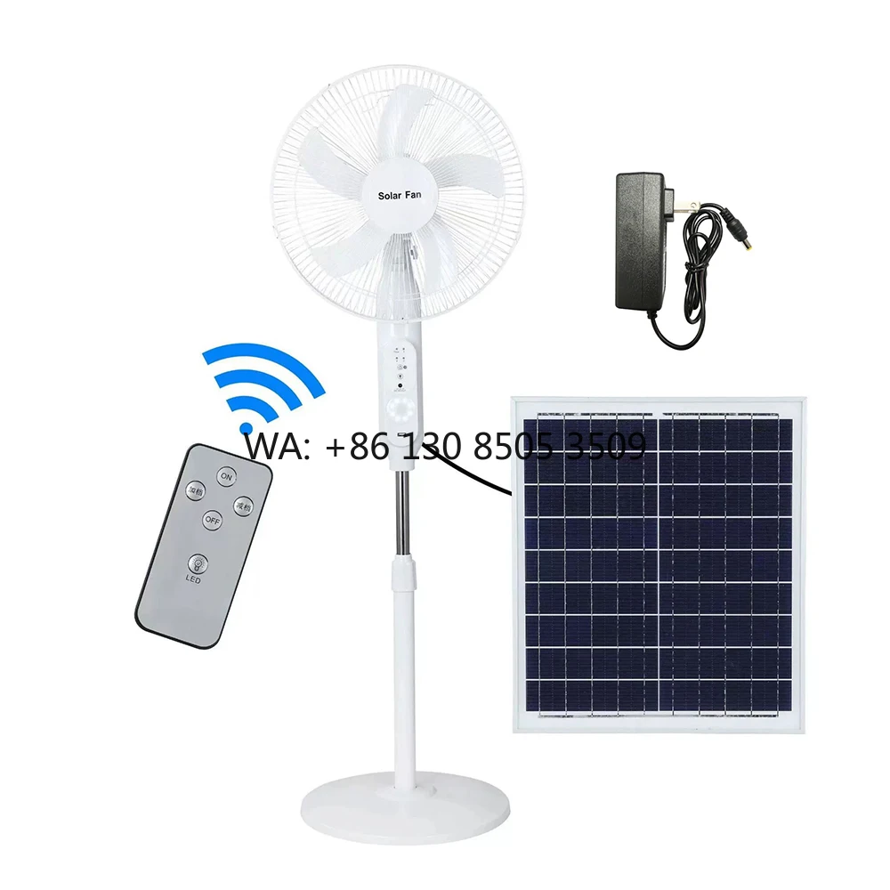 

16-Inch Solar Electric Fan with Waterproof LED Lighting Lithium Battery & Long Solar Rechargeable 20W Solar Panel
