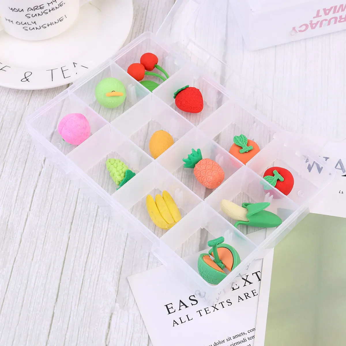 

12Pcs Fruit Shaped Pencil Eraser Creative Fun Design for Kids School Stationery Gift Party Favors Writing Correction