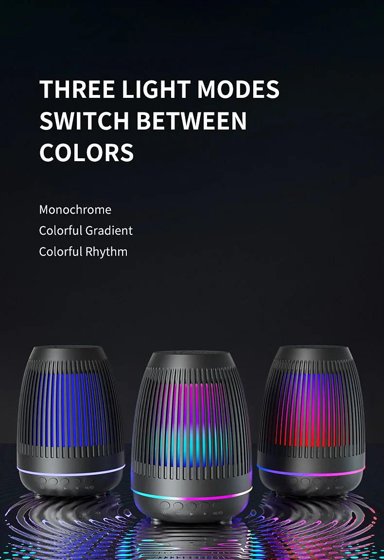 Altavoz Bluetooth con LED, reproductor De música portátil, Radio FM, TWS, Subwoofer De graves inalámbrico, Boombox, USB, AUX