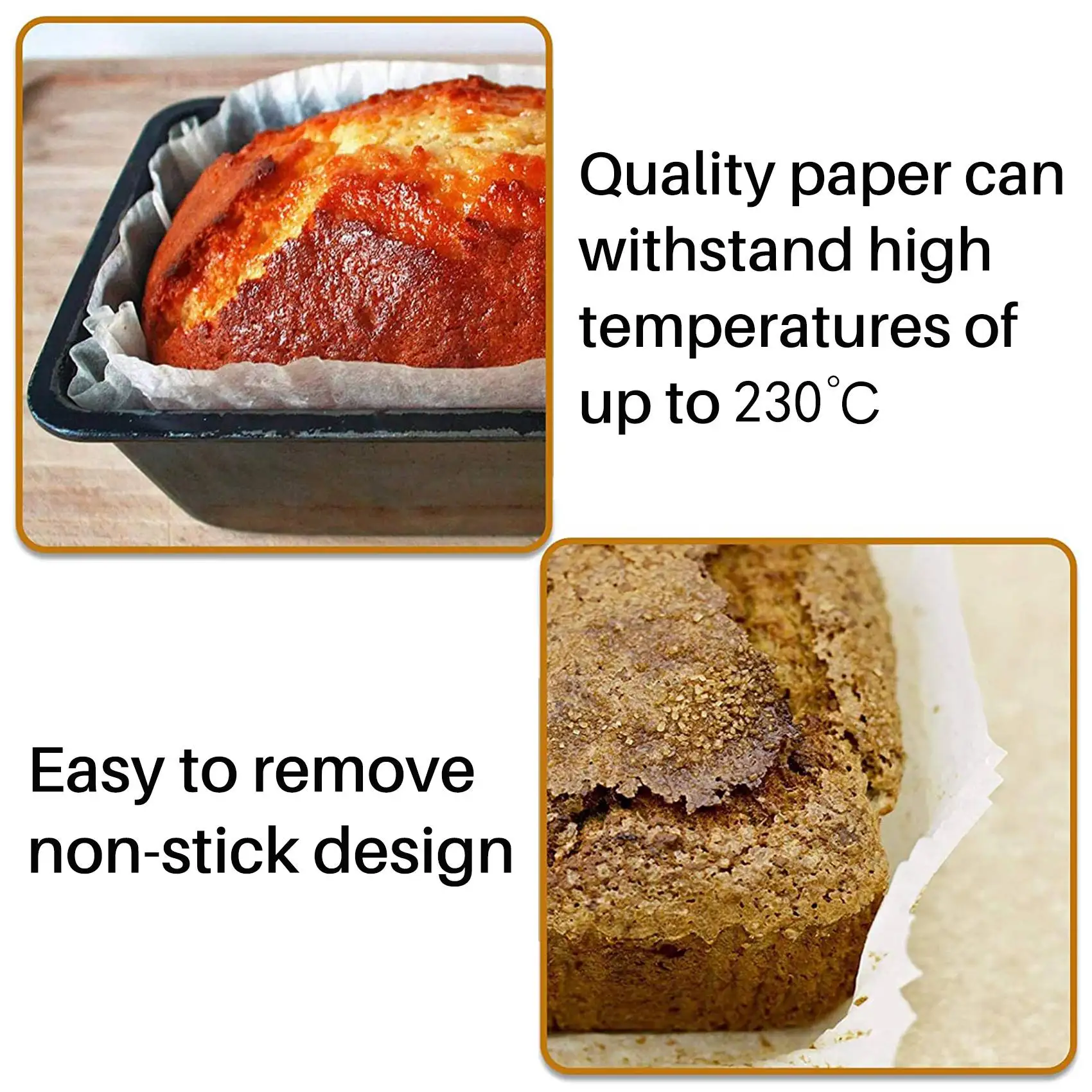 120 Pack Greaseproof Loaf Estanho Liners Borda reta Baking Pergaminho Papel Non Stick Cake Pans Cake Tin Liner