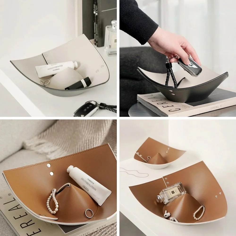 

Jewelry Storage Plate Leather Storage Box Foyer Key Organization Ornament Jewelry Tray