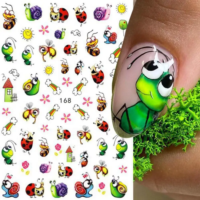 

Manicure Stickers Spring Summer Nail Decoration Cute Ant Nail Sticker Bee Ladybug Succulent Plant Rainbow Slider