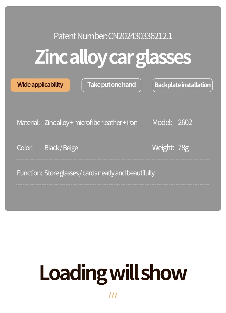 Luxuriöser Brillenhalter aus Legierung für das Auto, Brillenaufbewahrungsclip für den Autoinnenraum, Organizer-Zubehör, Karten- und Sonnenbrillenhalter – Detail 16