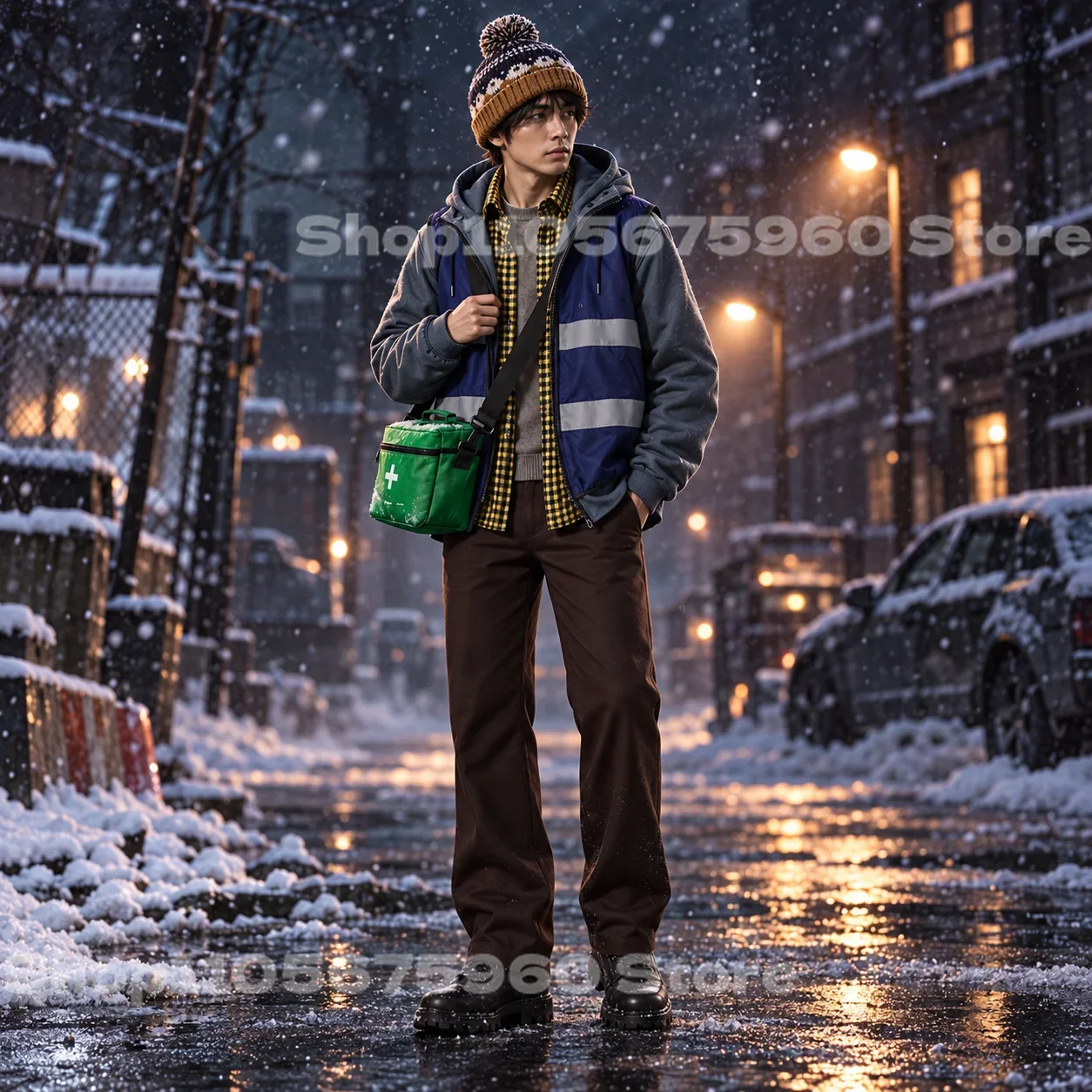 2026 Resident Bryan Cosplay Costume Movie Yellow Plaid Shirt Beanie Hat Vest Outfit Halloween Party Bryan Hodukavich Roleplay 5
