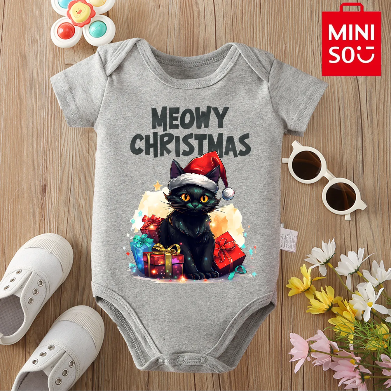 MINISO سانتا ثلج عيد ميلاد سعيد نيسيي بذلة القطن الخالص لطيف الملابس ارتداءها ل 0-12 شهرا الوليد أفضل هدية للطفل
