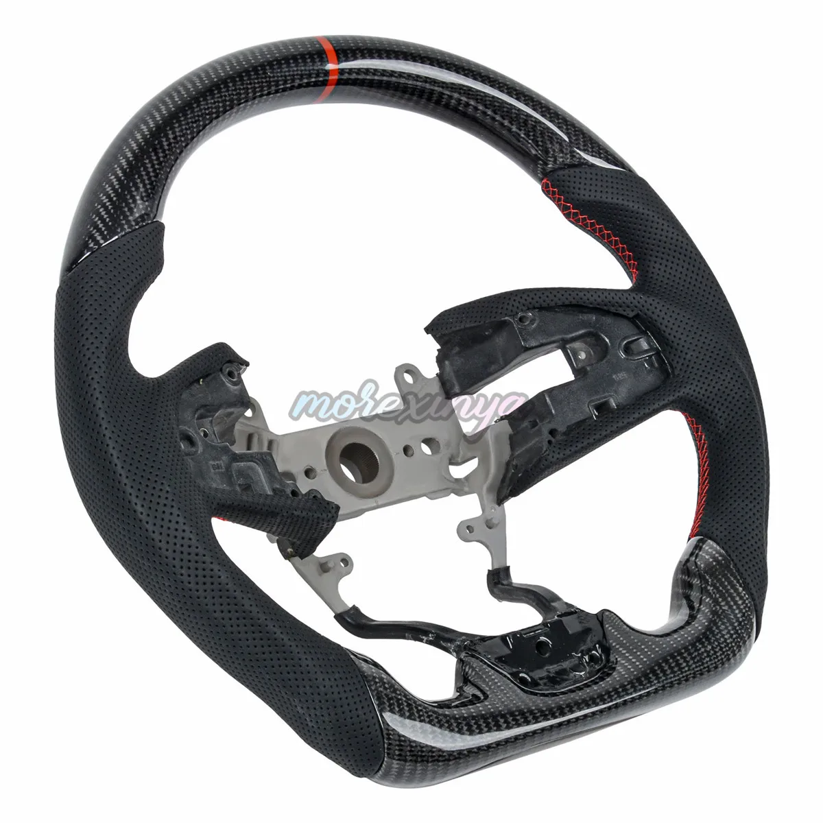 Real Carbon Fiber Steering Wheel For Honda Civic FK8 Type-R 2016-2021 10th Gen USA Version D-Shaped Flat-Bottom, Nappa Grips