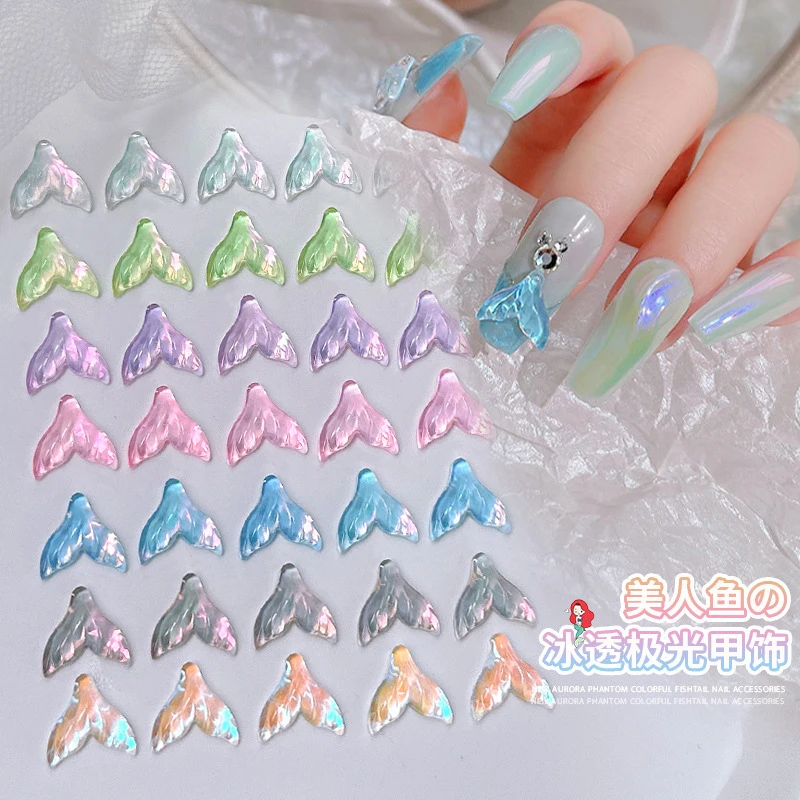 Mix 20 pz/borsa coda di sirena Nail Art Charms Kawaii accessori in cristallo gioielli Aurora Sweet Princess Manicure strass