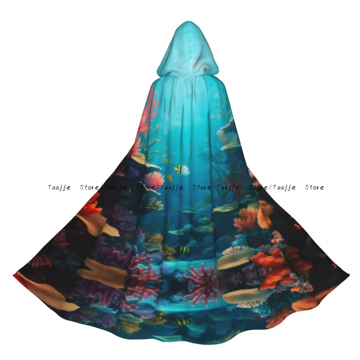 Capa Medieval de Halloween para Cosplay, Abrigo con capucha, rivas de Coral mágicas marinas y capa de pescado, gabardina larga, disfraz, capa de mago
