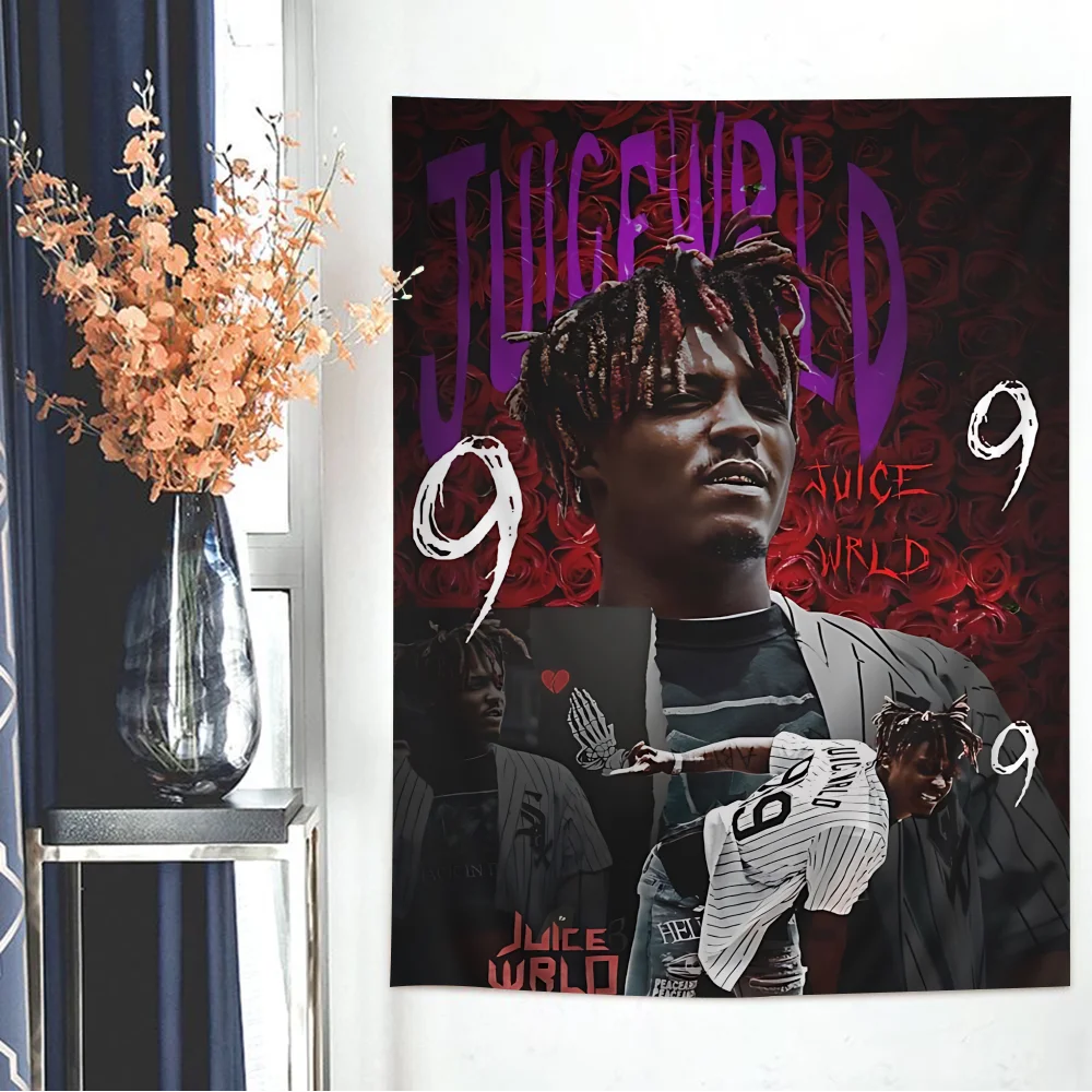 

RAP WRLD Juice Anime Hippie Tapestry — особенности аниме и вибрации художника, подходят для декора гостиной/дома/куртолета, идеально подходит для настенного подвешивания.