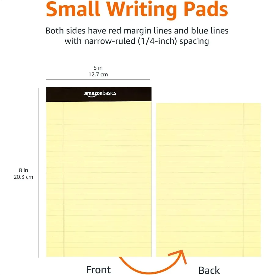 50 sheet Narrow Ruled Lined Writing Note Pad 5 inch x 8 inch 12 Pack Canary