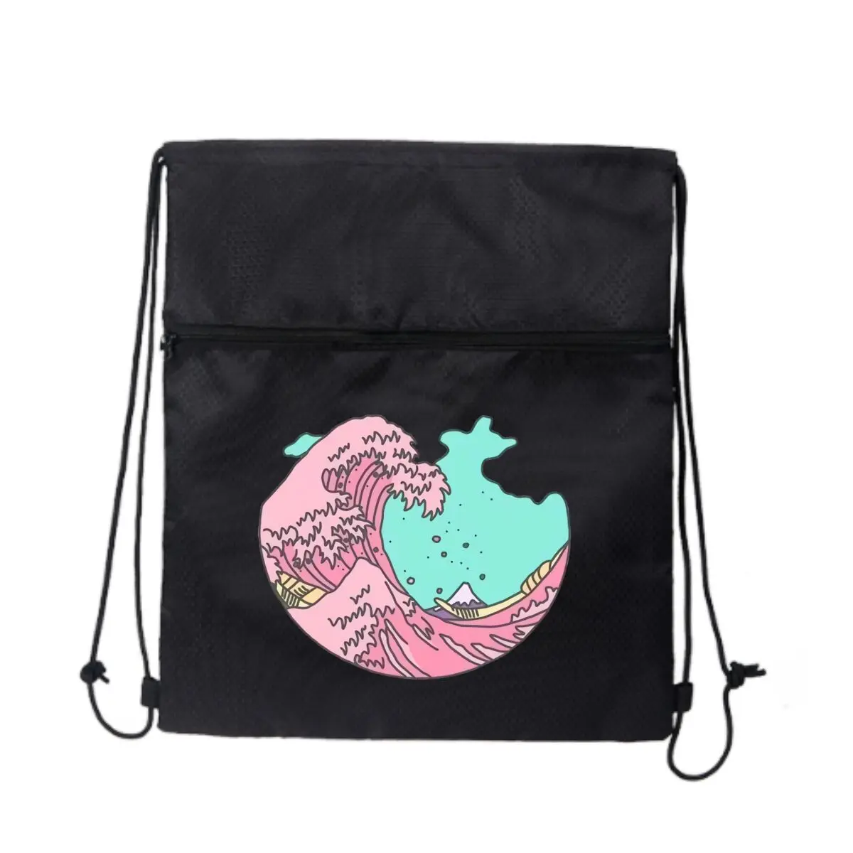

Пастельный большой волнистый художественный графический рюкзак Essential на молнии на шнурке для любителей активного отдыха