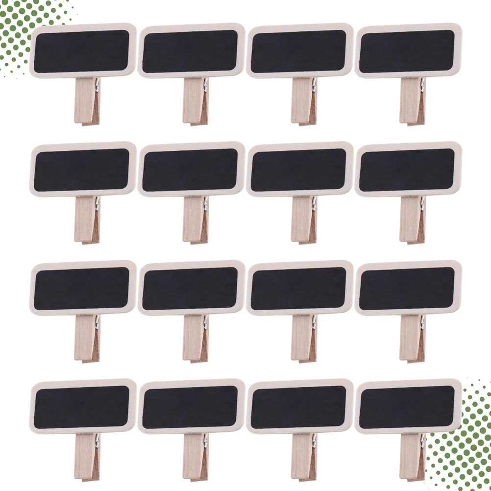 50 Pcs Small Chalkboard Clips Blackboard Message for Kids Rectangle Wooden Bamboo Mini