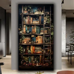 Enchanting Book Haven A Dreamy Escape Large 5D Diamond Painting 2024 Jewel Cross Stitch,Full Bookshelf Diamond Mosaic Rhinestone